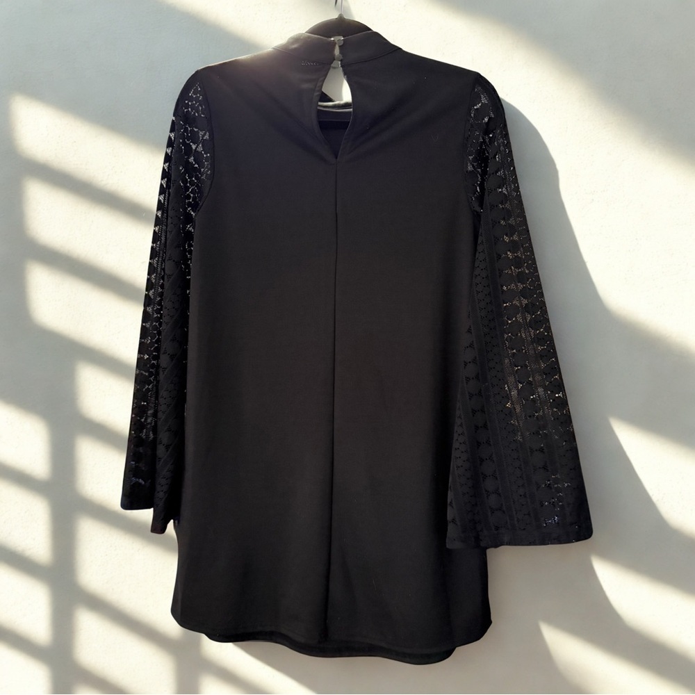 Loveriche Women’s High Neck Mini Dress With Lace Bell Sleeves Size Small 2/$25 - Picture 2 of 11